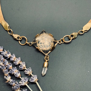 Brass Sword Earrings with aqua Chalcedony and Moonstone